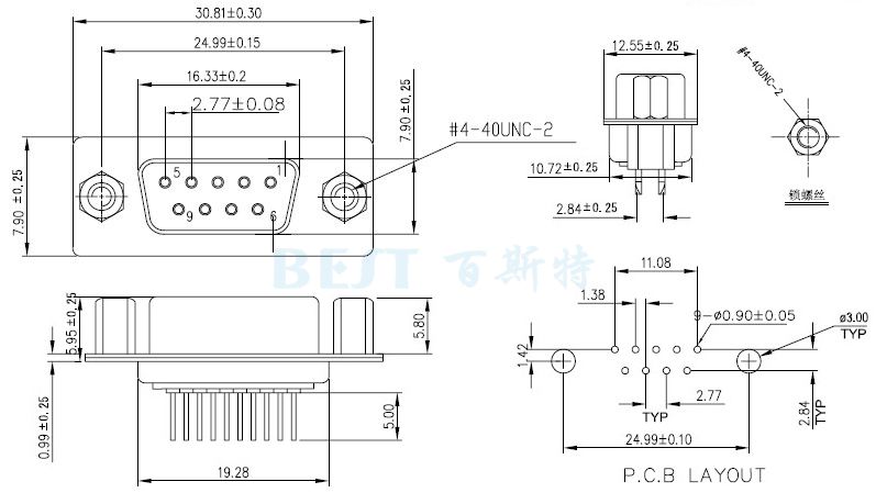 DB连接器DB-9P-02